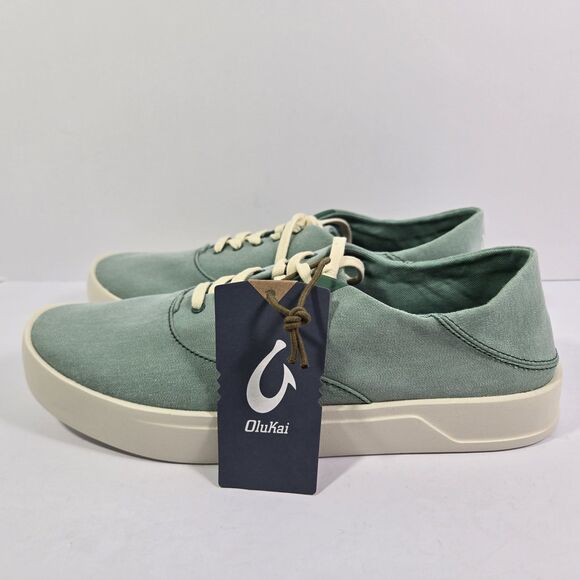 OluKai Tradewind Bamboo Mint Off White Canvas Lace Up Sneakers Shoes Mens 10.5 main image 7